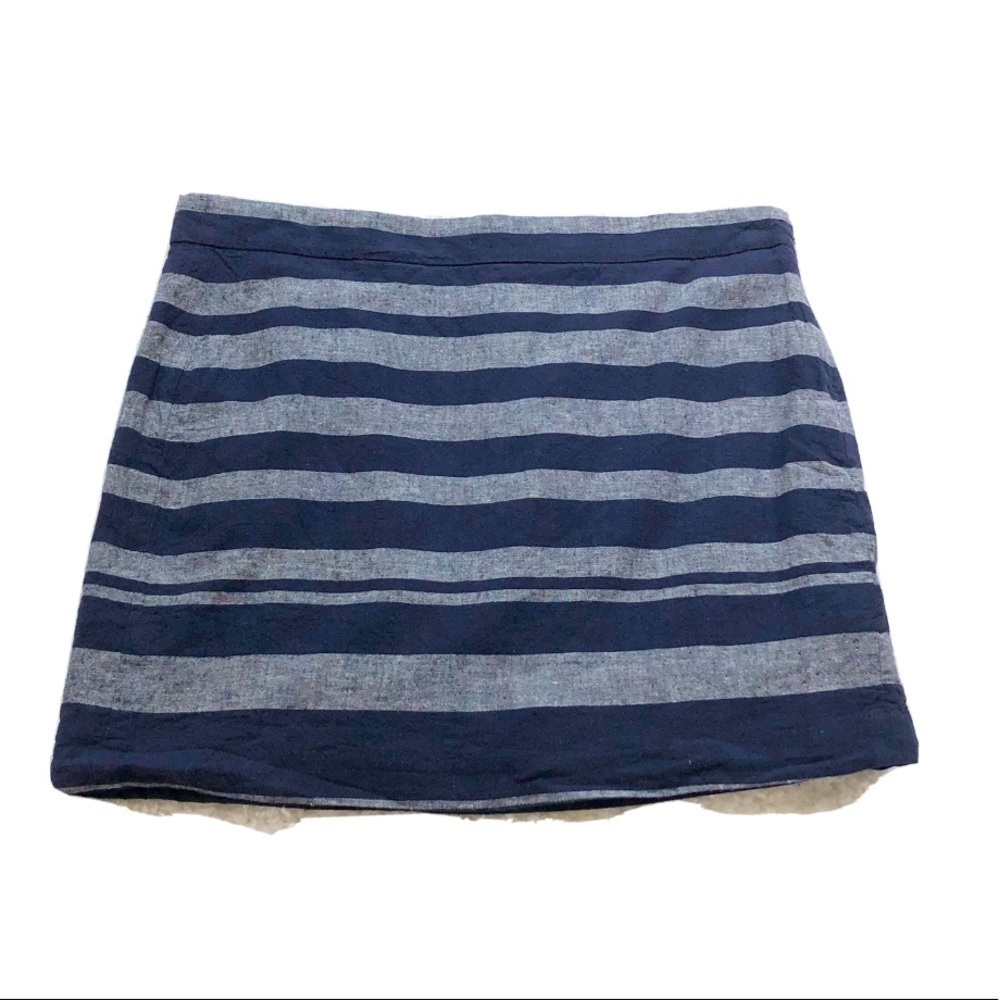 🆕 GAP striped chambray linen navy blue mini skirt